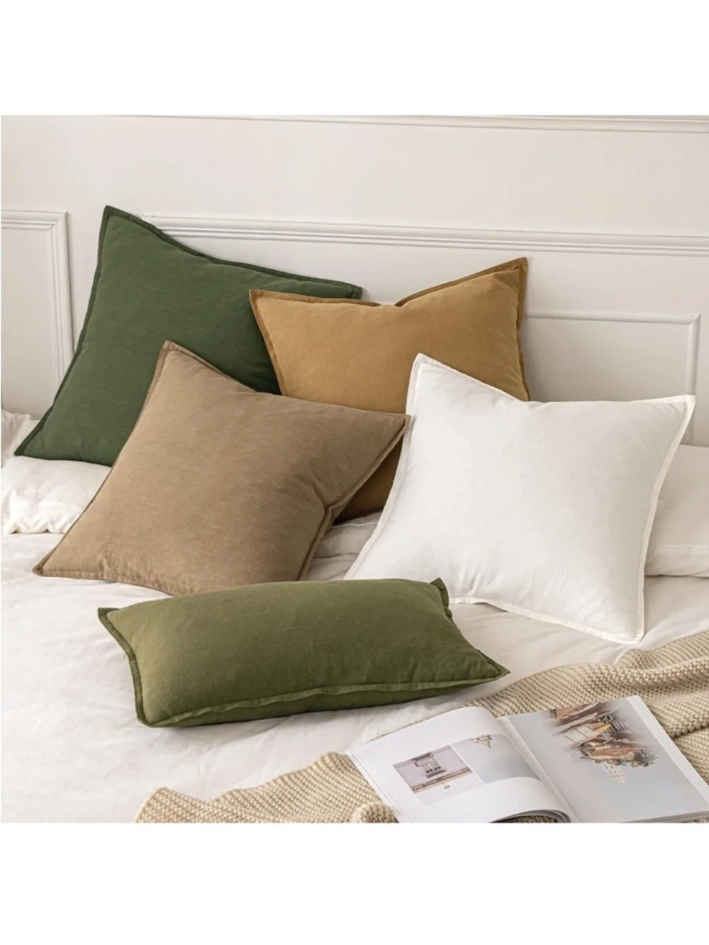 MIULEE Decorative Linen Euro Sham Pillow Covers 26x26 Cream White 869-bb8-1
